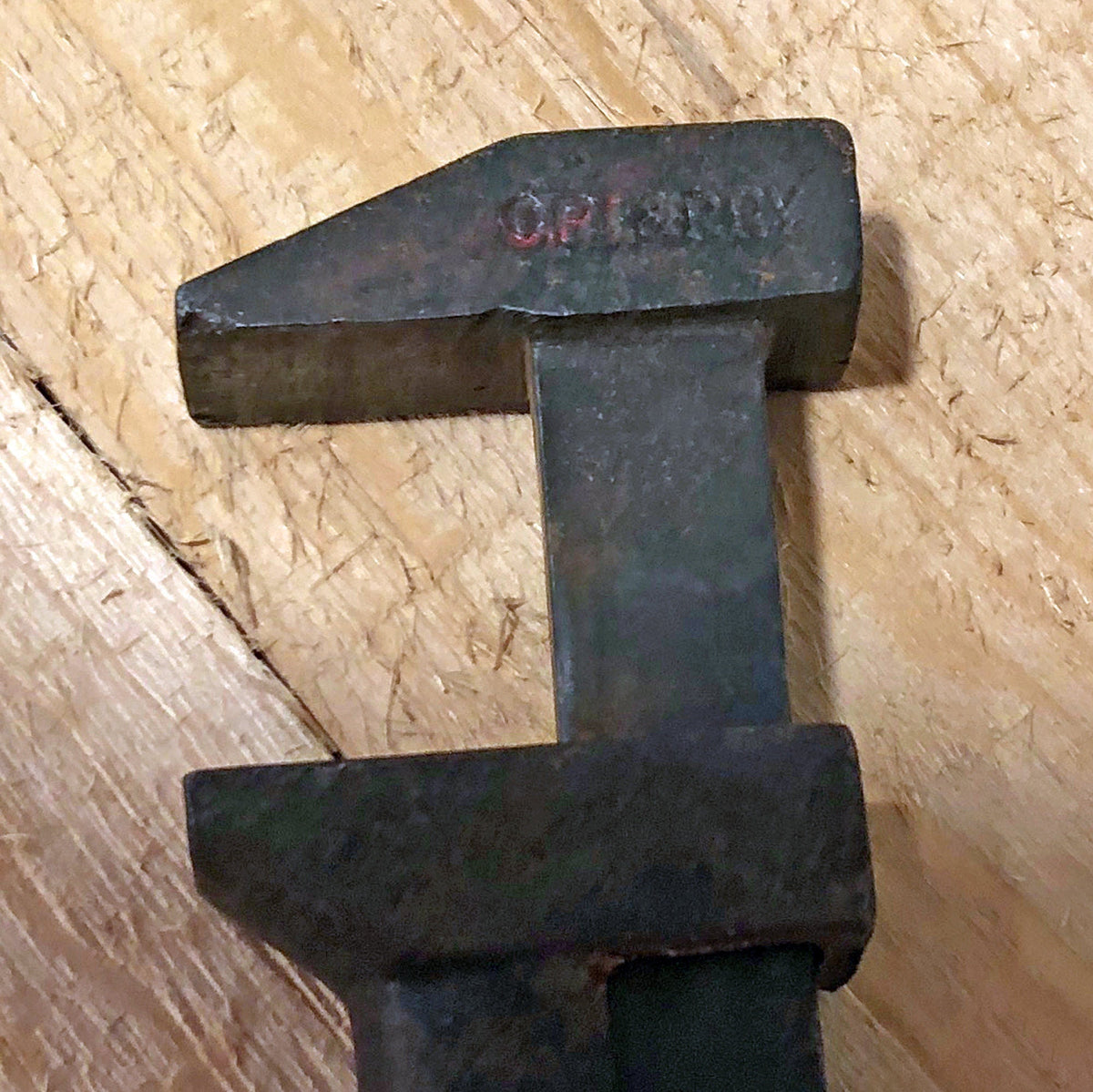 Antique OPI & PRY Craft Man Wrench. Collectible Manual Tool with Wooden Handle. Gift for Him for Christmas.