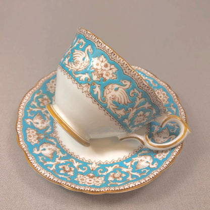 Crown Staffordshire Ellesmere Tea Cup and Saucer. Amazing Set with Repousse Detail ing, Number 14962 .