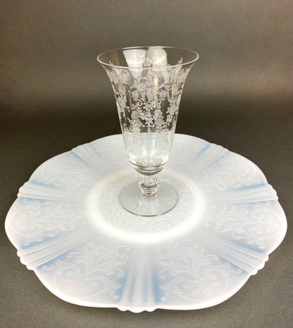 Antique Tiffin Franciscan Water Goblets in Cherokee Rose Pattern - Set of 7