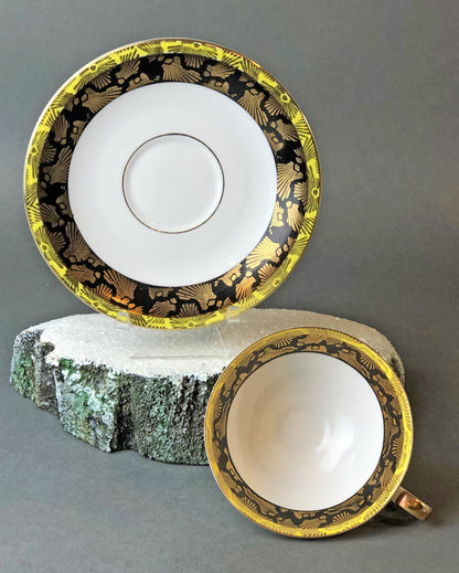 Antique Bavarian Porcelain Tea Cup and Saucer by Eberthal