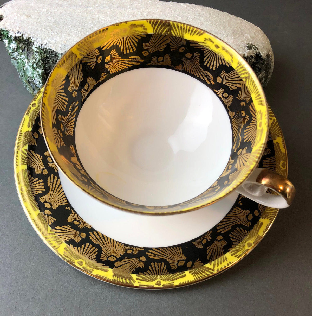 Antique Bavarian Porcelain Tea Cup and Saucer by Eberthal