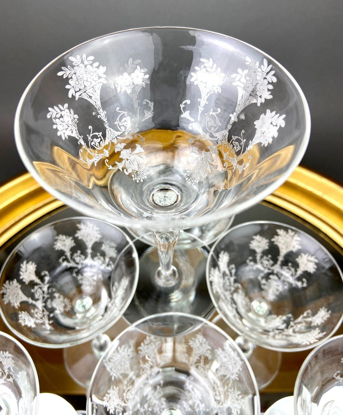 Vintage Morgantown Mayfair Etched Liquor Stemware, Set of 8