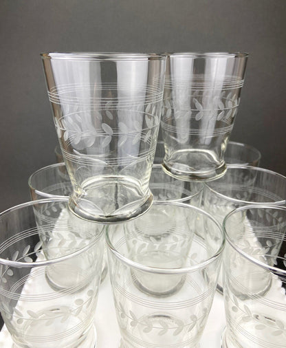 Anchor Hocking Water, Wine, Juice Goblets. Set of Six. Beaded Base. Berwick or Boopie Pattern. Mid C Modern Stemware. Dining Room Decor.