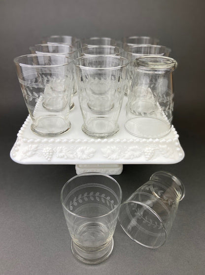 Anchor Hocking Water, Wine, Juice Goblets. Set of Six. Beaded Base. Berwick or Boopie Pattern. Mid C Modern Stemware. Dining Room Decor.