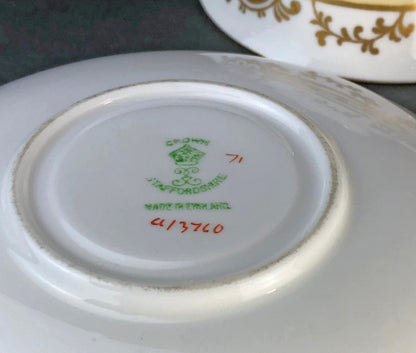 Vintage Staffordshire Tea Trio: Green, Gold, and Pink Porcelain Set