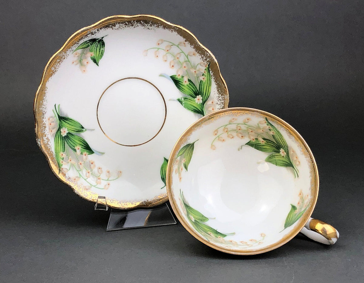 Vintage Teacup and Saucer with Lilies of the Valley Pattern