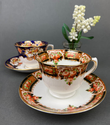 Royal Albert Crown China Tea Cups and Saucers, Hand Painted Floral Set