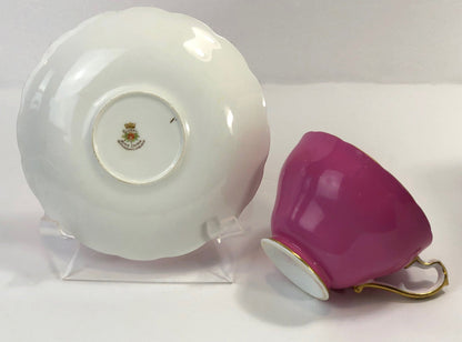 Vintage Cup and Saucer by Staffordshire, England. Hand Painted Tea Set Signed by Artist.