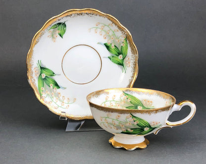 Vintage Teacup and Saucer with Lilies of the Valley Pattern