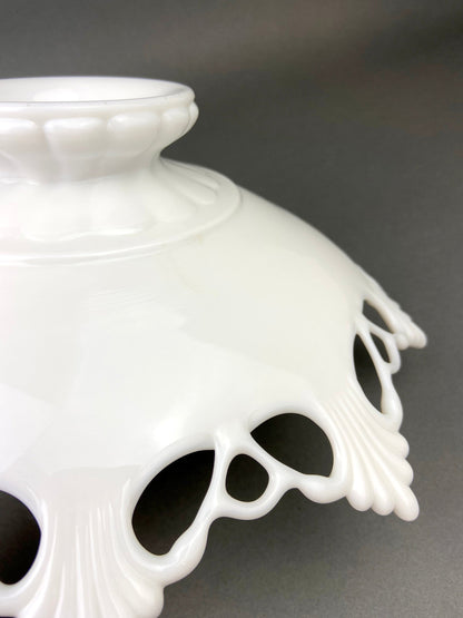 Vintage Westmoreland Milk Glass Bowl, Open Lace Edge, Footed Candy Dish