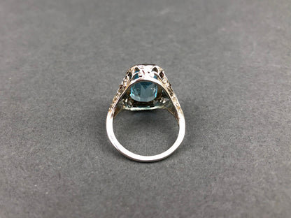 Art Deco 14k Gold 5ct Sky Blue Topaz Ring