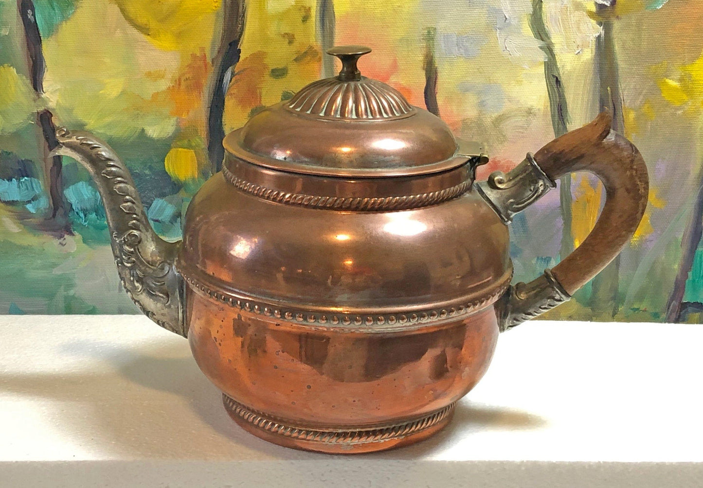 Antique Brass Creamer and Sugar Dish. Heavy Brass Containers with Handles. Kitchen Accessories.