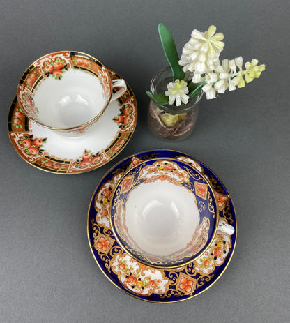 Royal Albert Crown China Tea Cups and Saucers, Hand Painted Floral Set