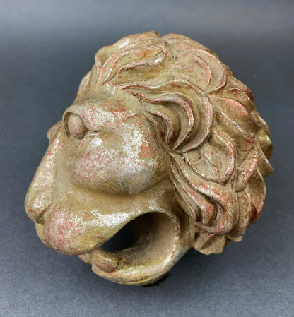 Distressed Gold and Silver Lion Head Sculpture, Office Decor