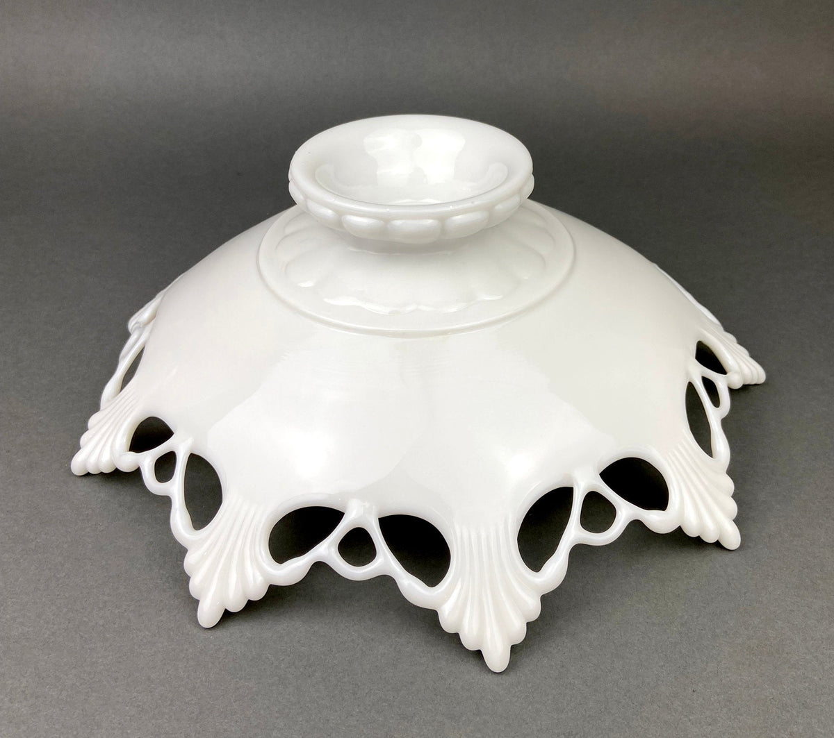 Vintage Westmoreland Milk Glass Bowl, Open Lace Edge, Footed Candy Dish