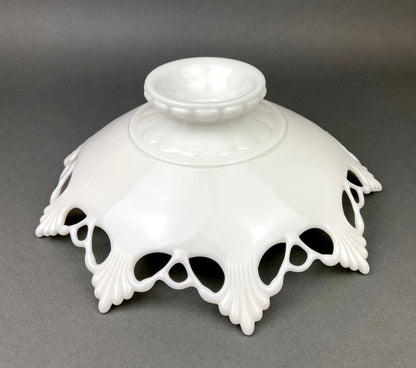 Vintage Westmoreland Milk Glass Bowl, Open Lace Edge, Footed Candy Dish