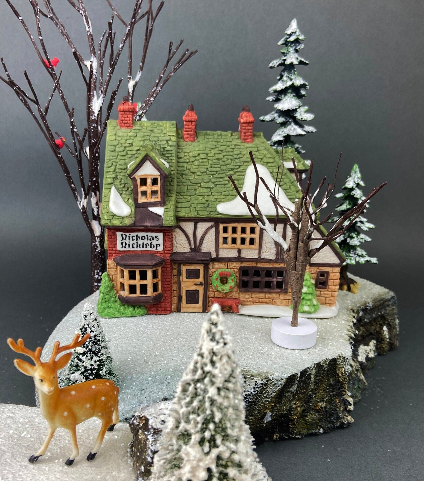MayLie Cottage Porcelain Christmas Village House by Dept. 56. Dickens' Village Series. Illuminated Holiday Home Retail Display. Kids Room.