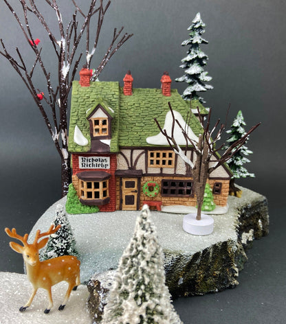 MayLie Cottage Porcelain Christmas Village House by Dept. 56. Dickens' Village Series. Illuminated Holiday Home Retail Display. Kids Room.