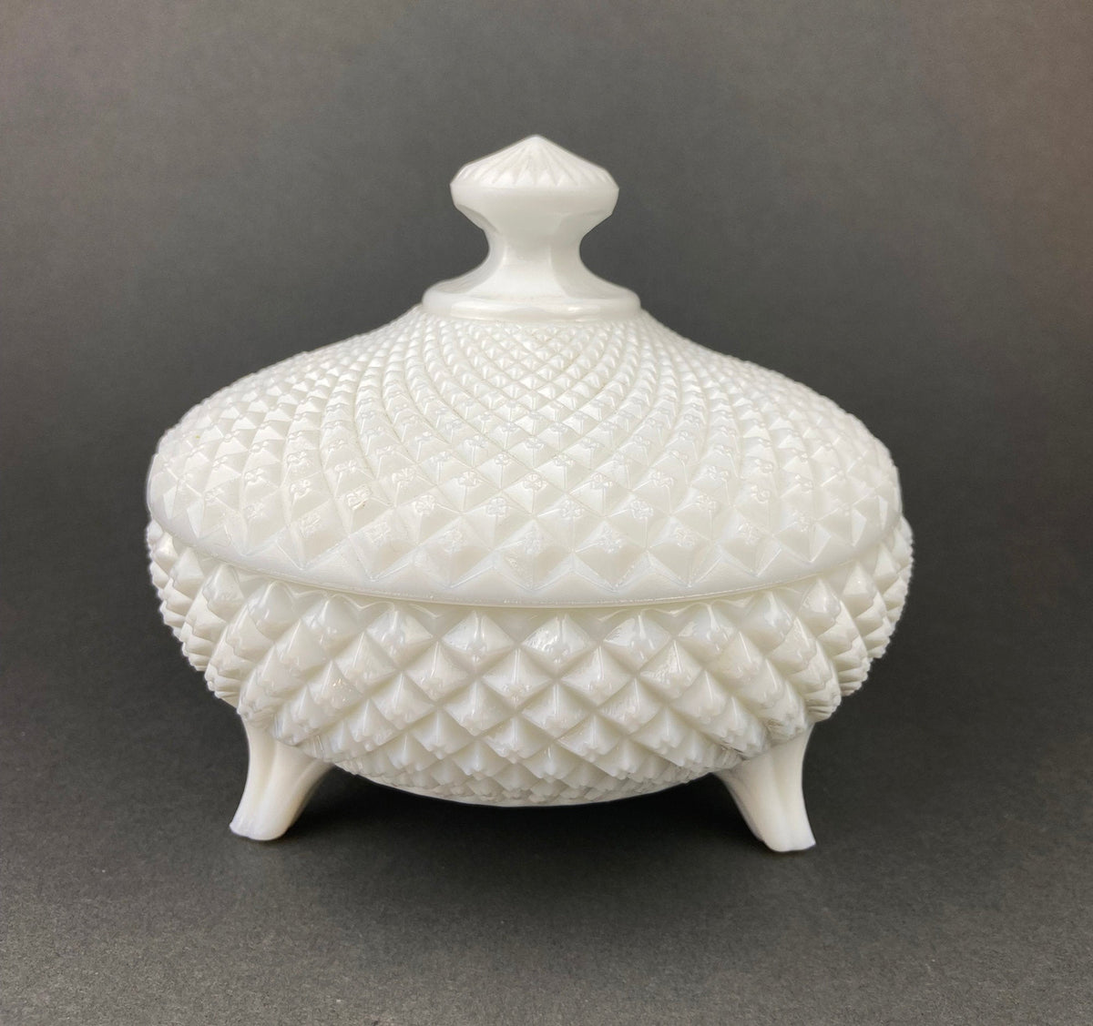 Milk Glass Salt and Pepper Shakers in Grape Vine Motif