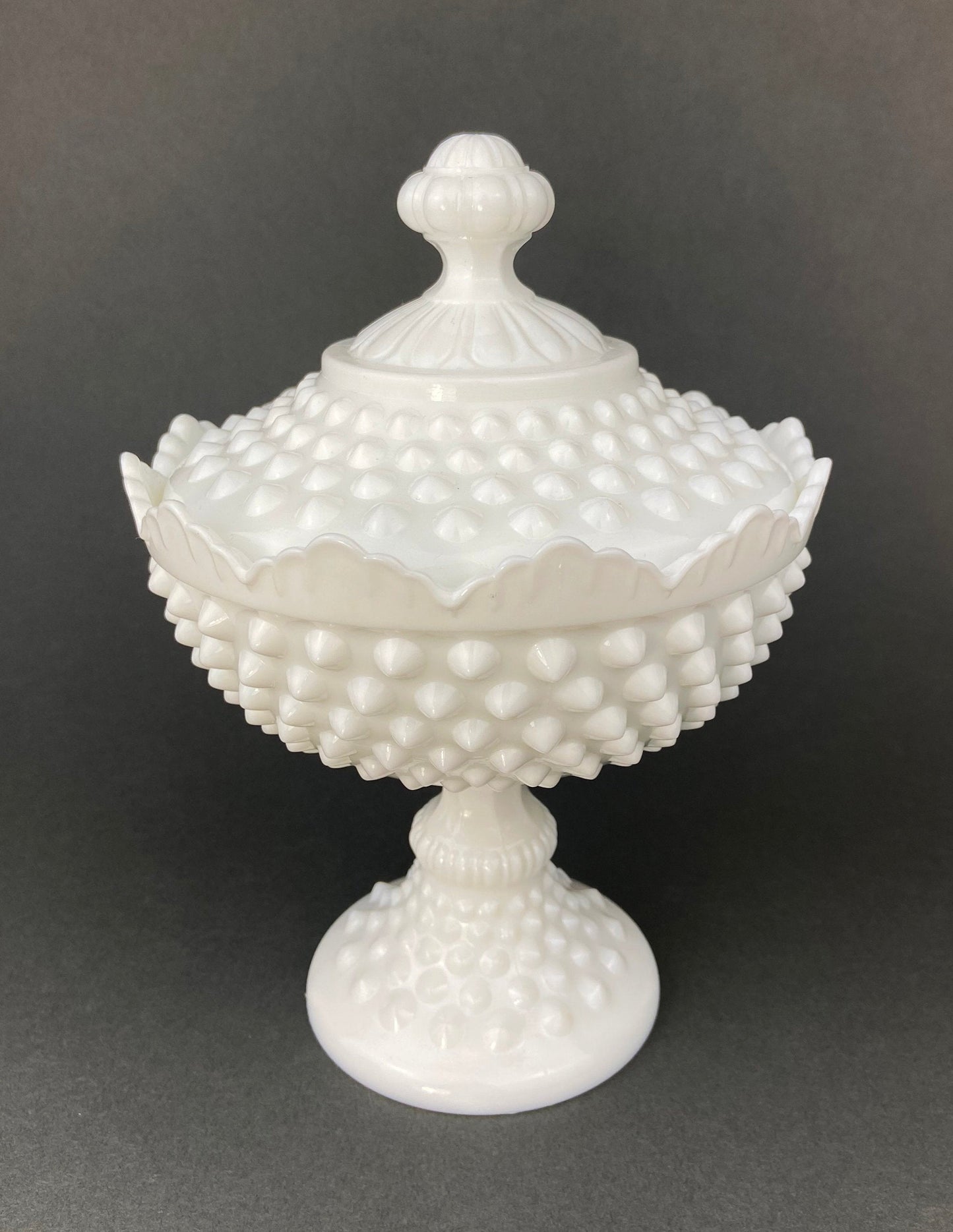 Milk Glass Salt and Pepper Shakers in Grape Vine Motif