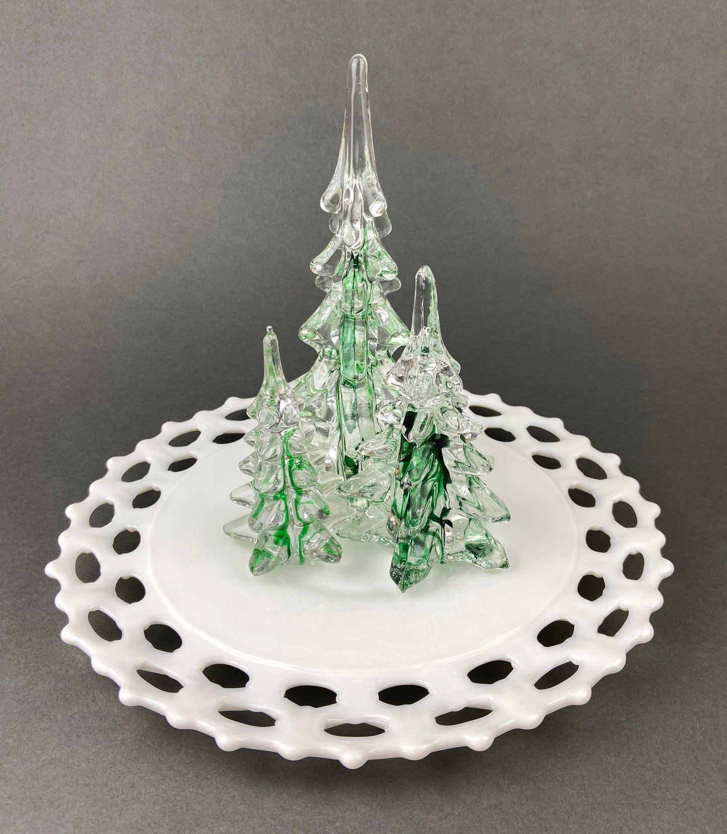 Lead Crystal Clear Christmas Tree. Hand Crafted Art Glass Spruce Tree. 8" Tall Pine. Holiday or Year-Round Decor.