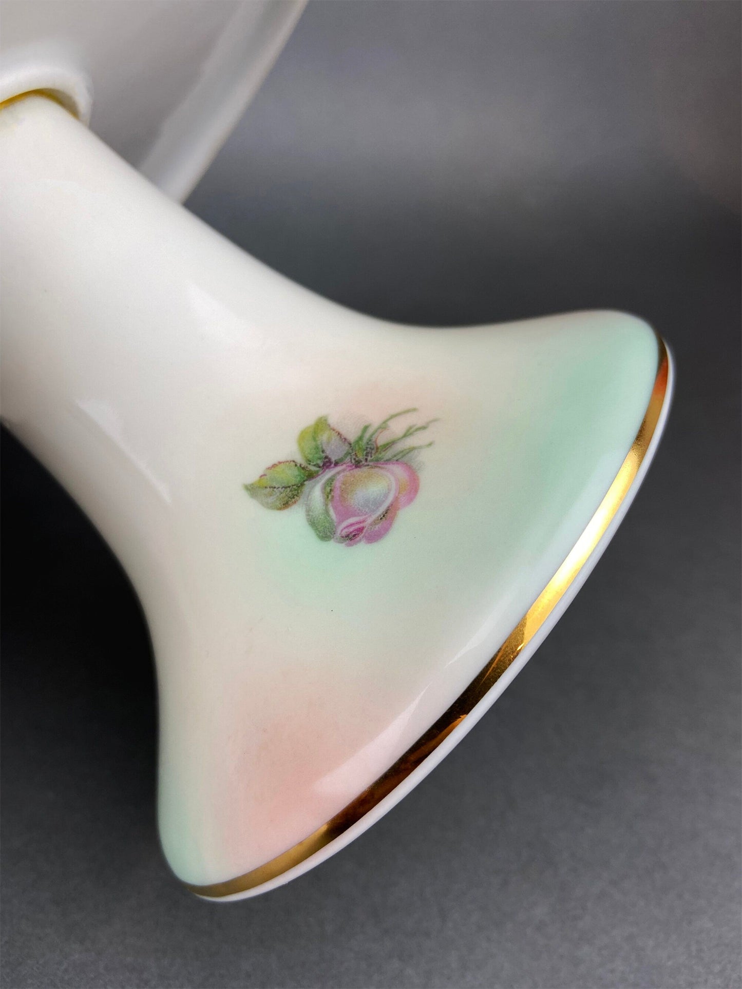 Vintage Schumann Arzberg Germany Cake Stand: Hand-Painted Tea Rose Porcelain