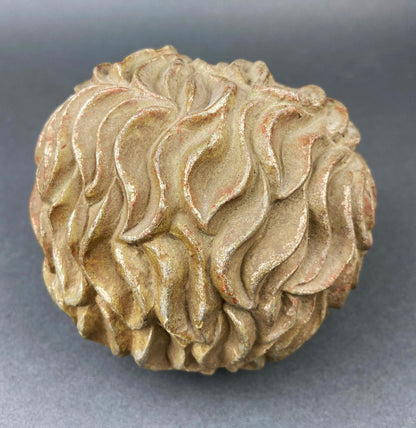 Distressed Gold and Silver Lion Head Sculpture, Office Decor
