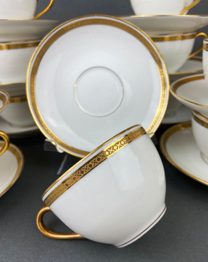 Antique Limoges Porcelain Tea Set, Haviland France, Wedding Band Cups