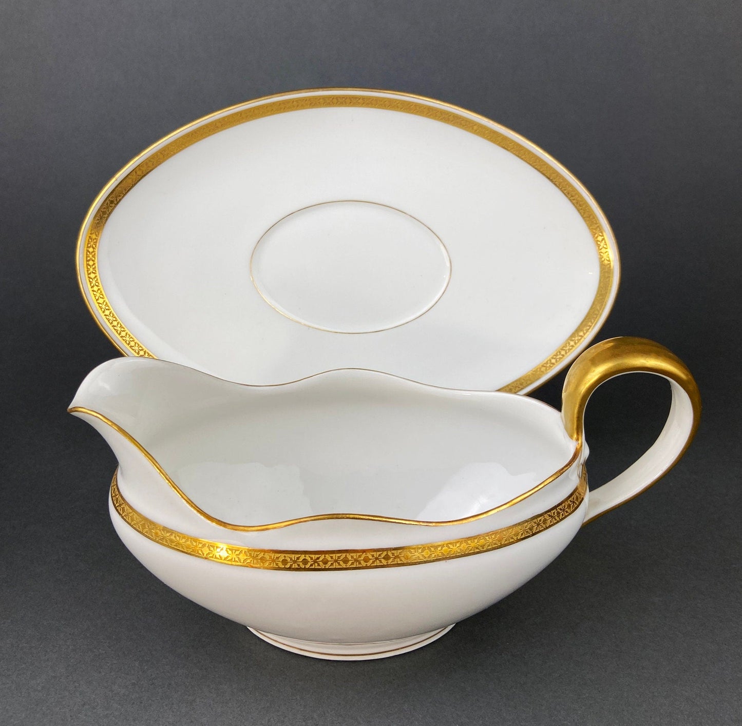 Antique Haviland Limoges Porcelain Gravy Soup Boat, Wedding Band China