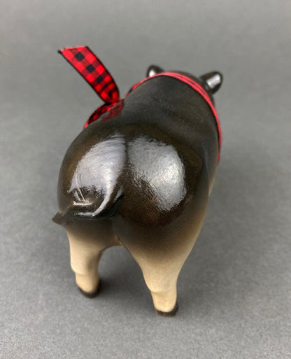 Pig Figurines Collectible Resin Pigs with Red Bows