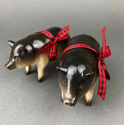 Pig Figurines Collectible Resin Pigs with Red Bows