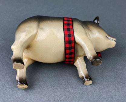 Pig Figurines Collectible Resin Pigs with Red Bows