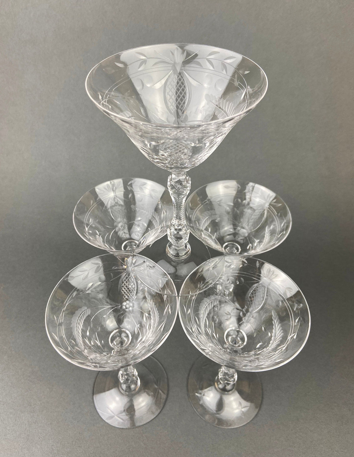 Vintage Cut Crystal Champagne Glasses - Set of 6 Fine Stemware