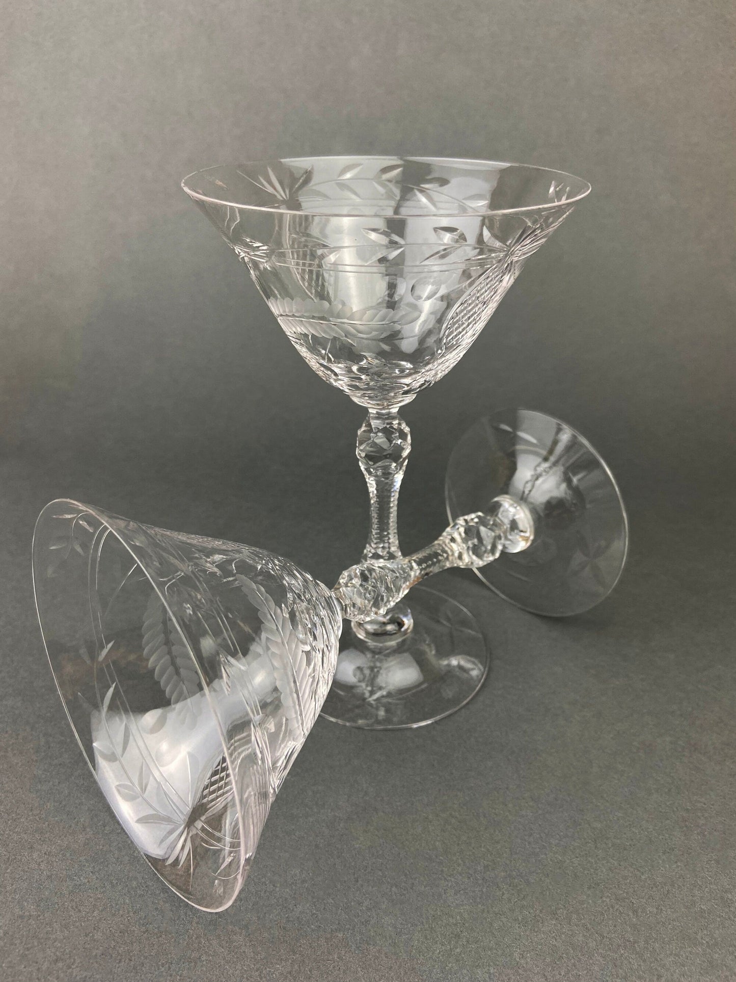 Vintage Cut Crystal Champagne Glasses - Set of 6 Fine Stemware