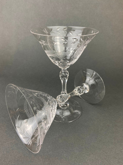 Vintage Cut Crystal Champagne Glasses - Set of 6 Fine Stemware
