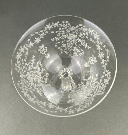 Vintage Fostoria Champagne Glasses, Set of 6 Etched Crystal Stemware