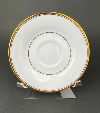 Vintage Noritake Allison Porcelain Soup Bowls & Saucers, Gold Wedding Band China, Set of 7
