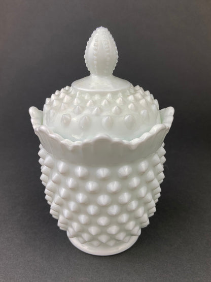 Milk Glass Salt and Pepper Shakers in Grape Vine Motif