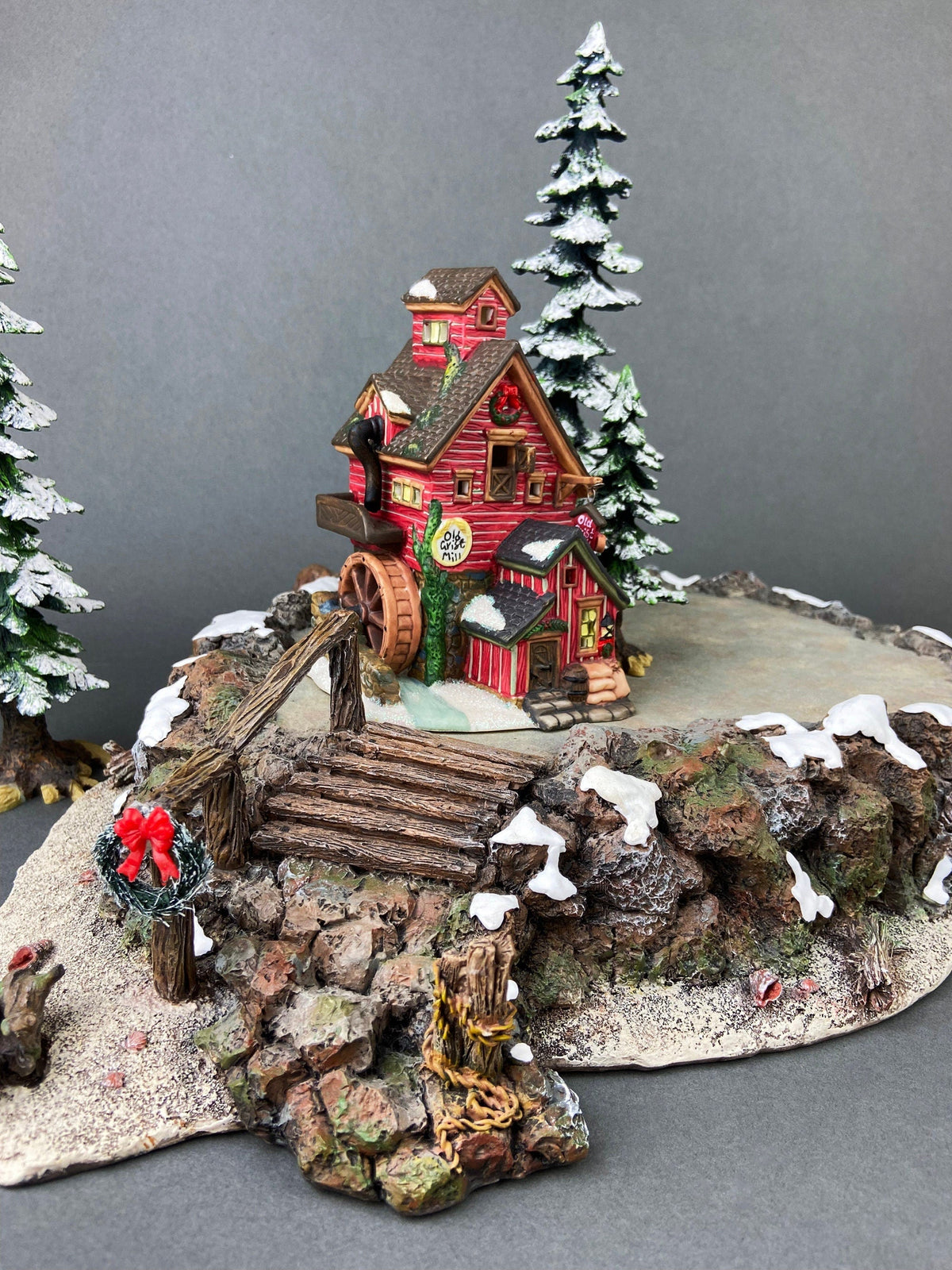 Christmas Village Platform by Department 56. Sounds of the North Woods. Christmas Village Accessories: Platform, 2 Pines, and 2 Naked Trees