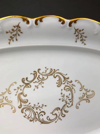 Vintage Schumann Arzberg Porcelain Serving Platter, Gold Detailing