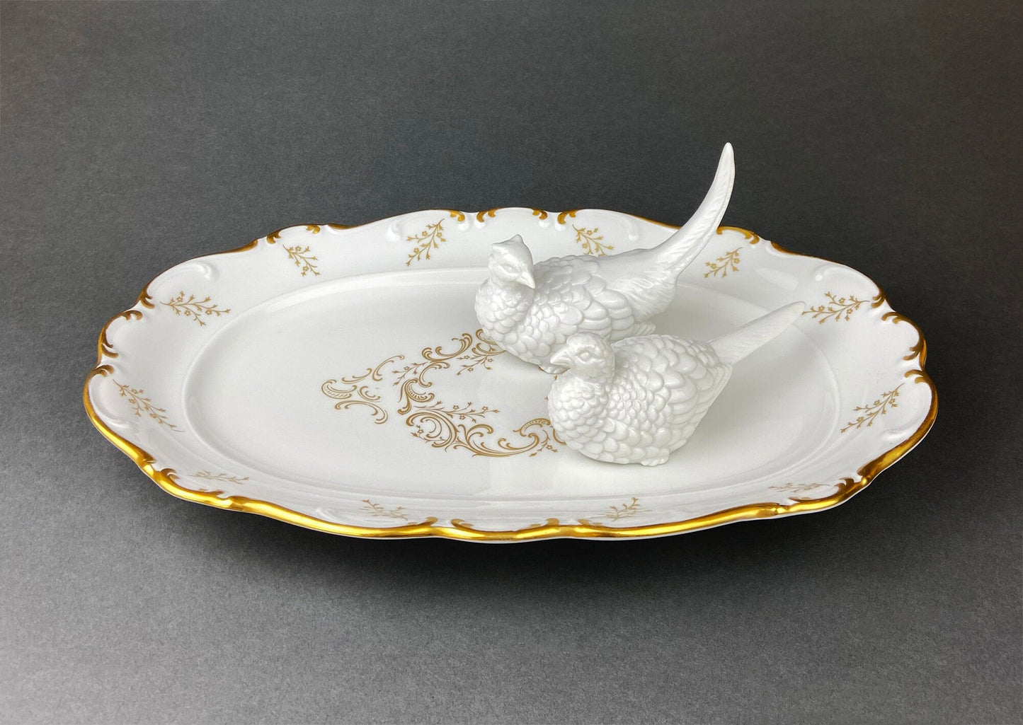 Vintage Schumann Arzberg Porcelain Serving Platter, Gold Detailing