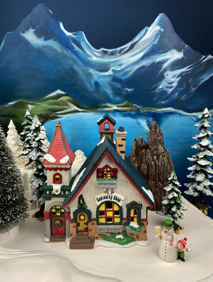 Christmas Village House by O'Well - Illuminated Curiosity Shop Porcelain Lighted House