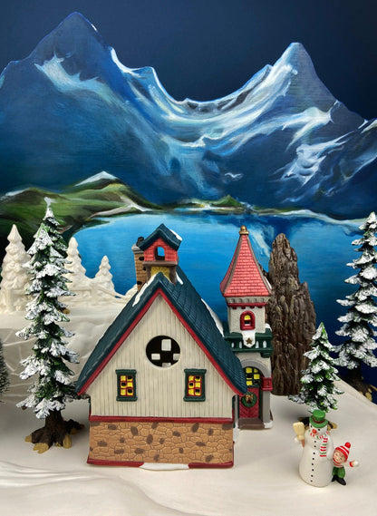 Christmas Village House by O'Well - Illuminated Curiosity Shop Porcelain Lighted House