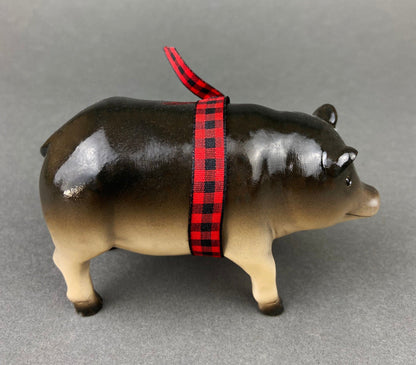 Pig Figurines Collectible Resin Pigs with Red Bows