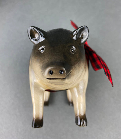 Pig Figurines Collectible Resin Pigs with Red Bows