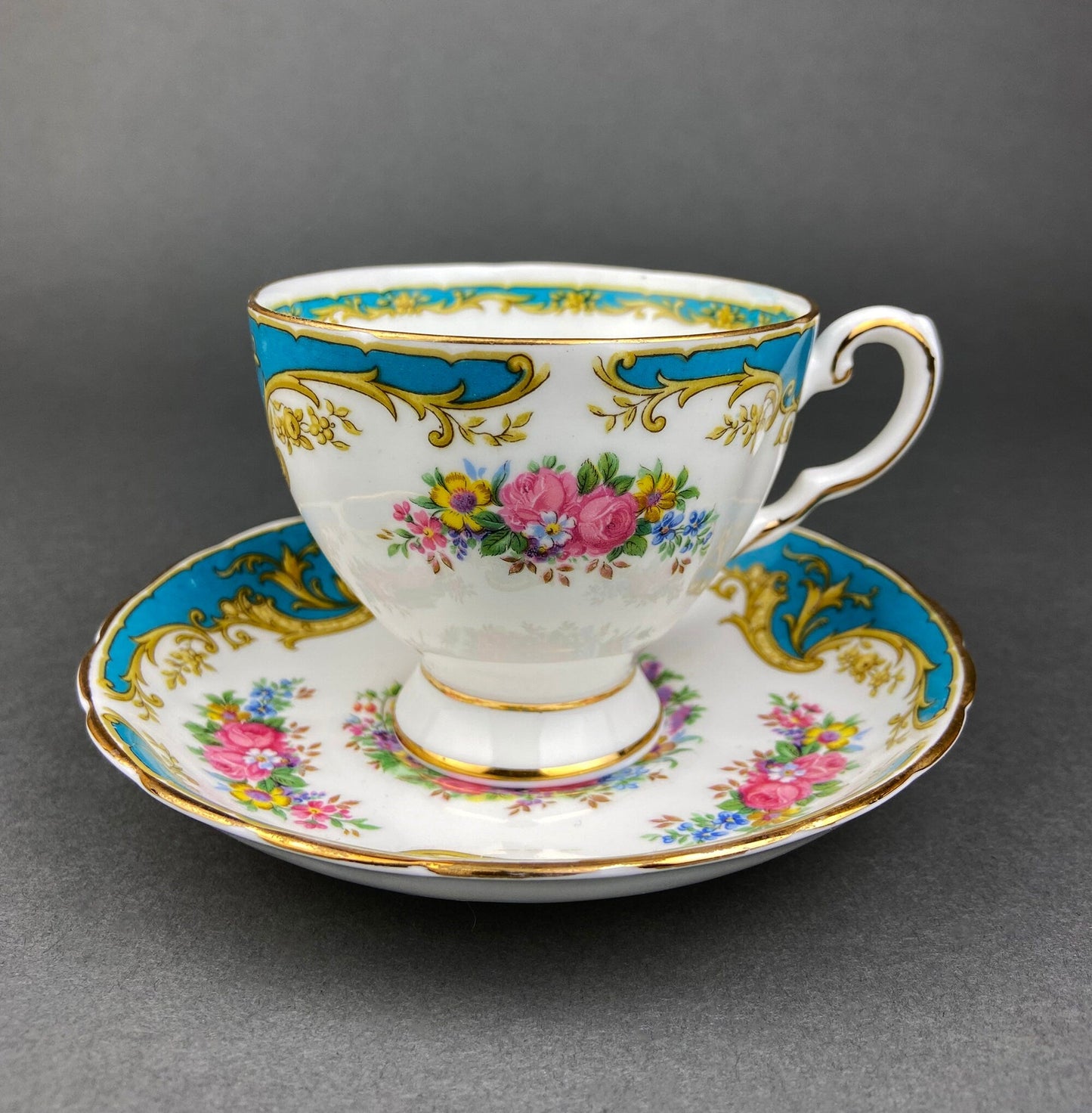 Vintage Tuscan Naples Tea Cup and Saucer. Fine English Bone China. Made in England.