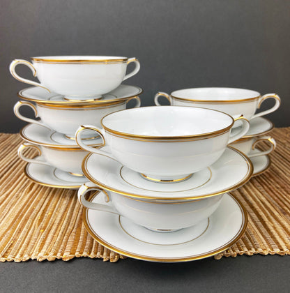 Vintage Cups and Saucers by Syracuse China. Governor Clinton Pattern.  Set of 5 Tea Cups Made in USA.