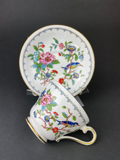 Vintage Cup and Saucer with Yellow Birds. Queens's Fine Bone China. Birds of America. Pair of Finches. Gift of Love. Modern Farmhouse.