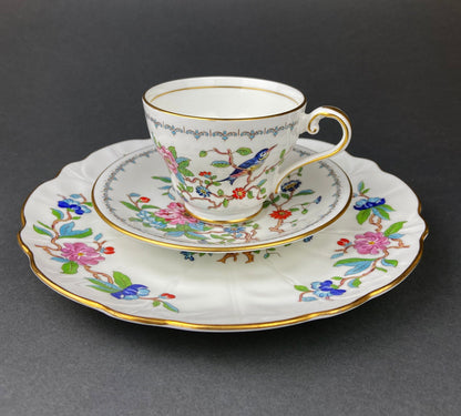 Vintage Cup and Saucer with Blue Birds. Queens's Fine Bone China. Birds of America. Pair of Kingfishers. Gift for Dad, Fisherman, Bird Lover