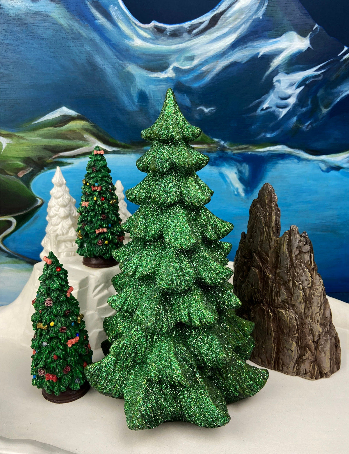 Christmas Village Accessories by Department 56. Two Pines in the Snow. Holiday Decor. Replacements.